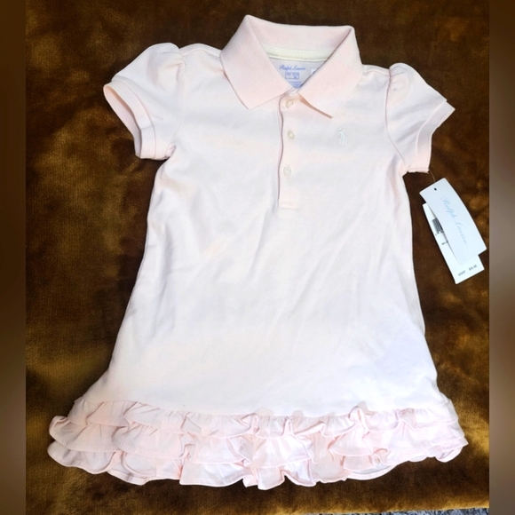 Ralph Lauren Pink Polo Dress with Ruffle Hem Size 12 Months - Picture 1 of 8